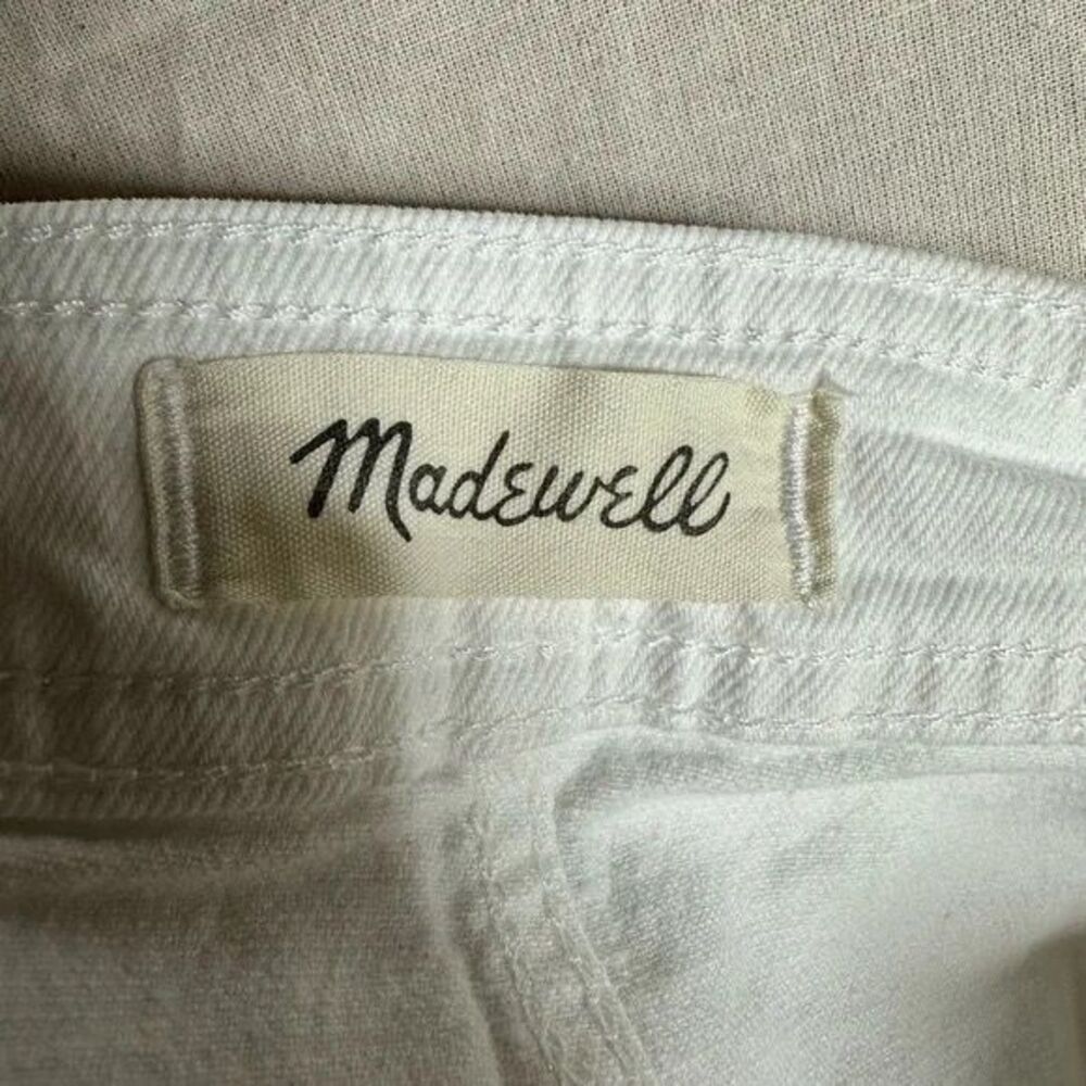 Madewell Stretch Denim A-Line Button Front Mini Skirt in Tile White Size 2 - Picture 5 of 10